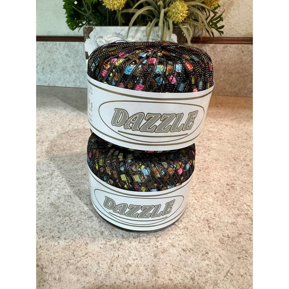 New Dazzle Knitting Fever Color 104 x 2 Shimmering Lacy Yarn